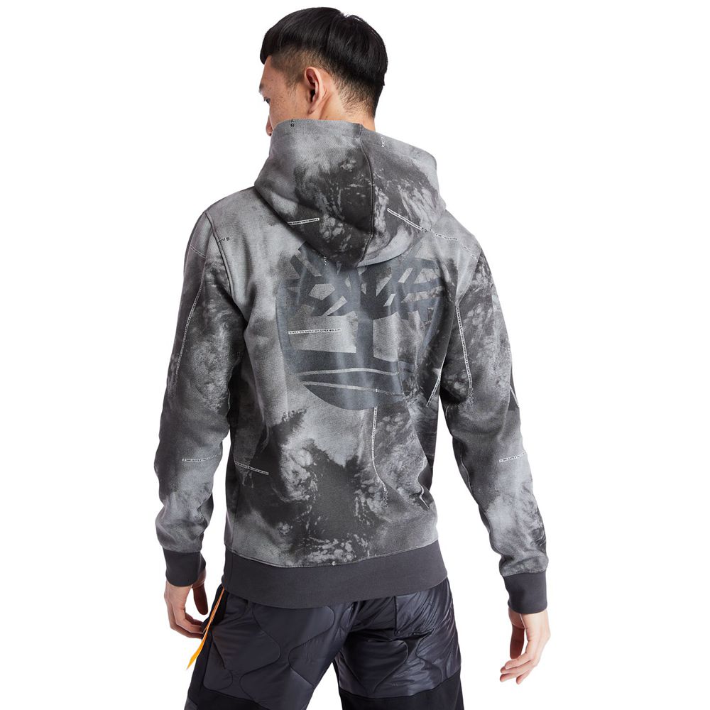 Timberland Mens Sweatshirts Reflective Printed Pullover Hoodie - Dark Grey - India TJ8375691